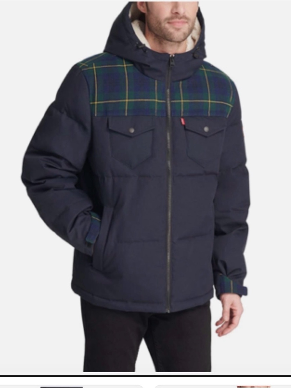 Levi's Men's Heavyweight Mid-Length Hooded Military Puffer Jacket